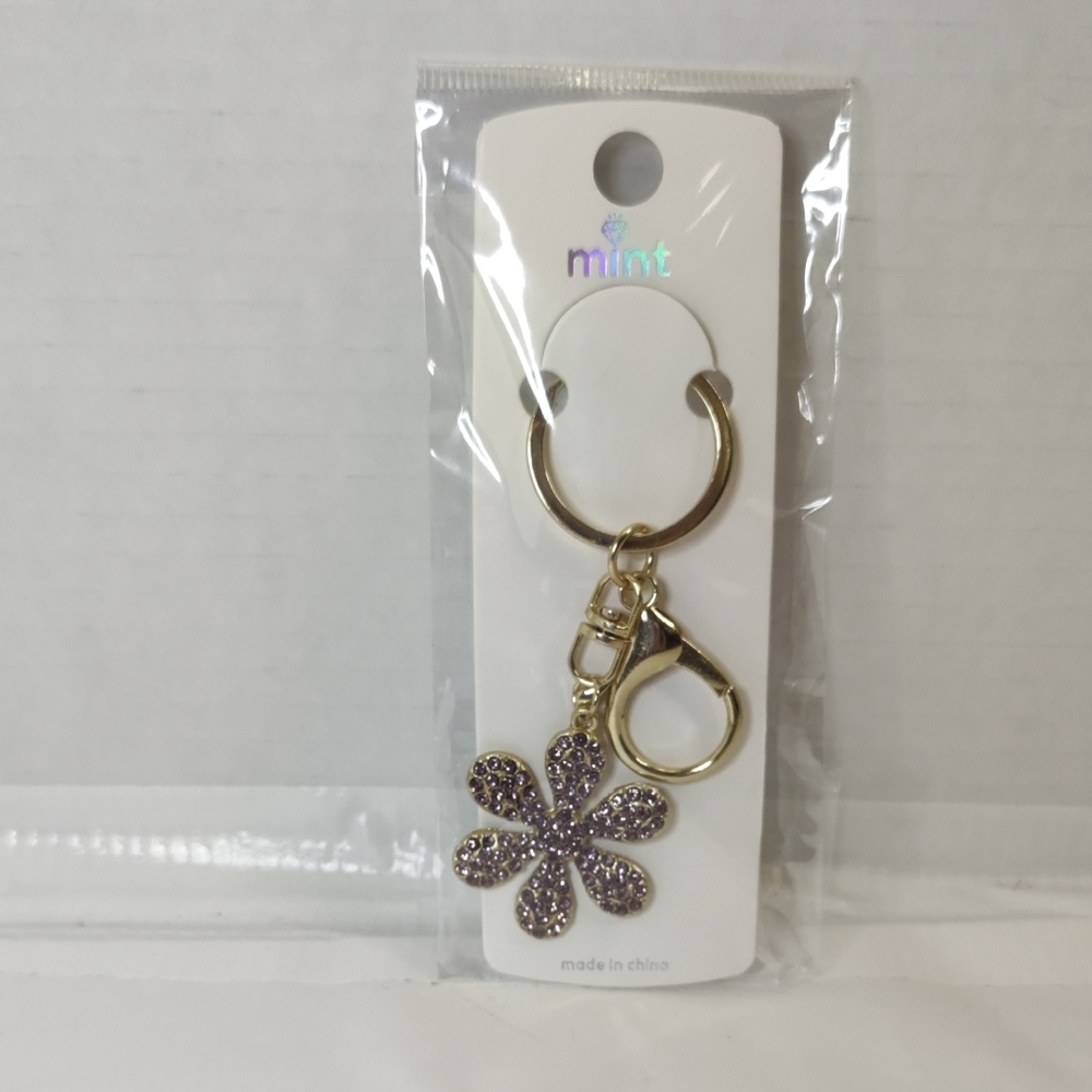 Mint Gold and Purple Flower Key Holder